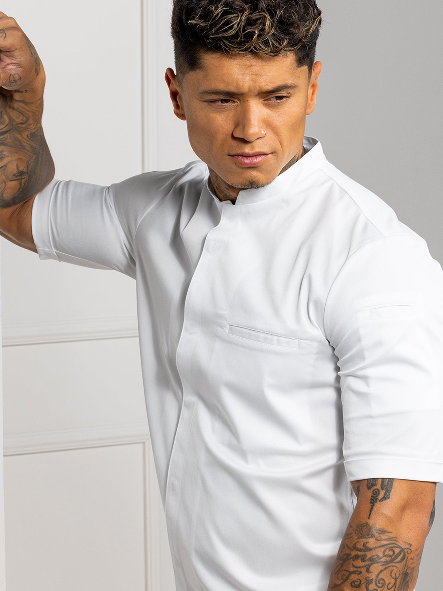 Kurzarmjacke 1401 Tygo Stehkragen von Le Nouveau Chef bei workers friend