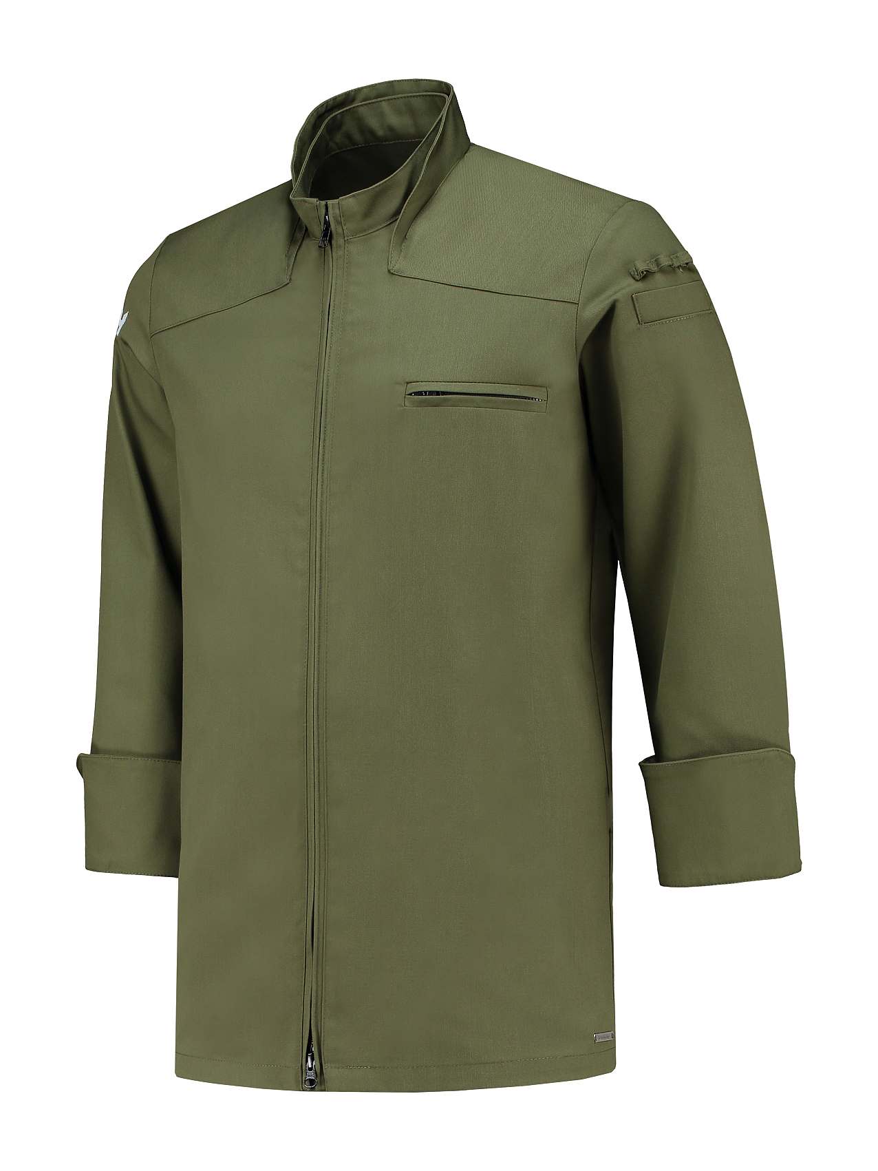 SALE Kochjacke 6001 Nero mit Reißverschluss olive Gr. L