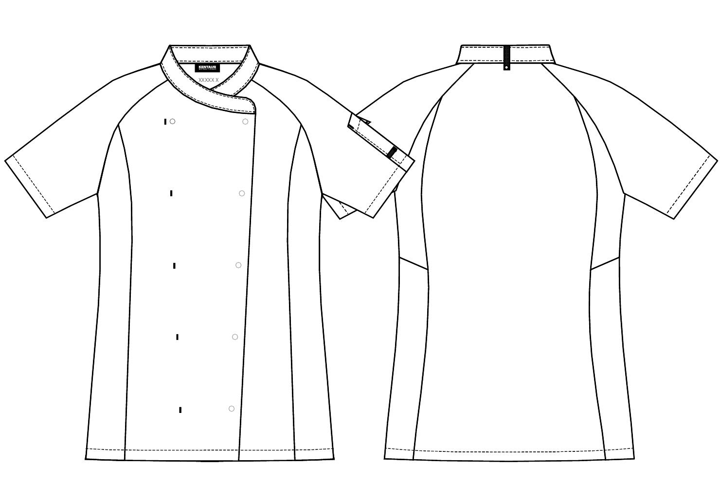 Damen Kochjacke 13500 Halbarm mit Druckknöpfen