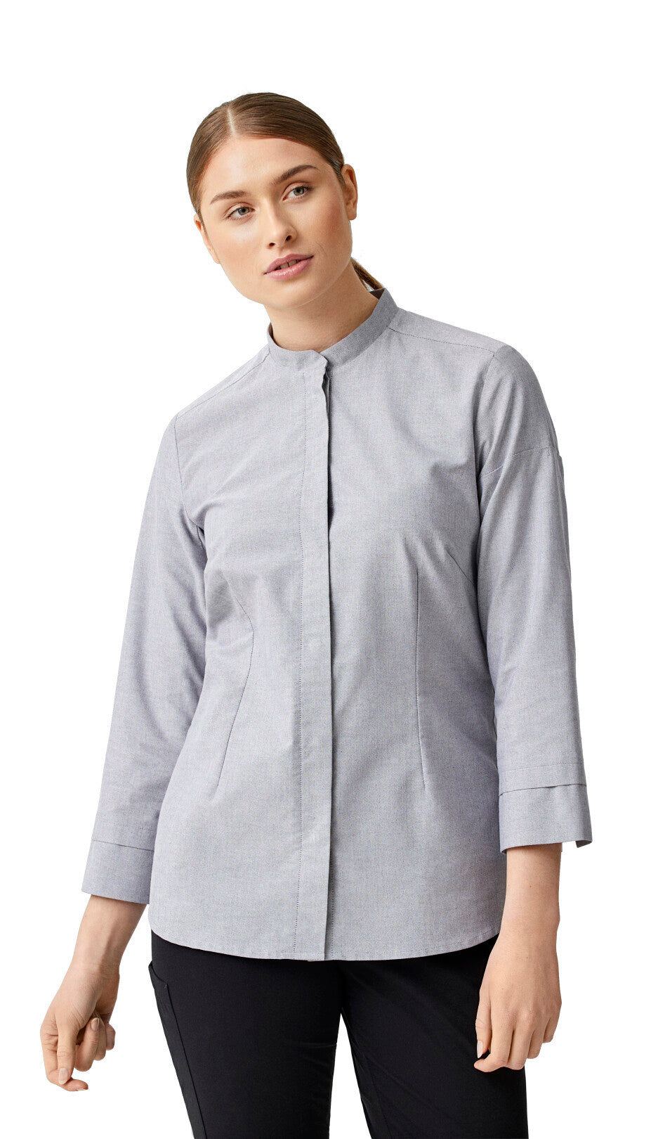 Kentaur Oxford Stehkragen-Bluse 15478 mit 7/8-Arm grau