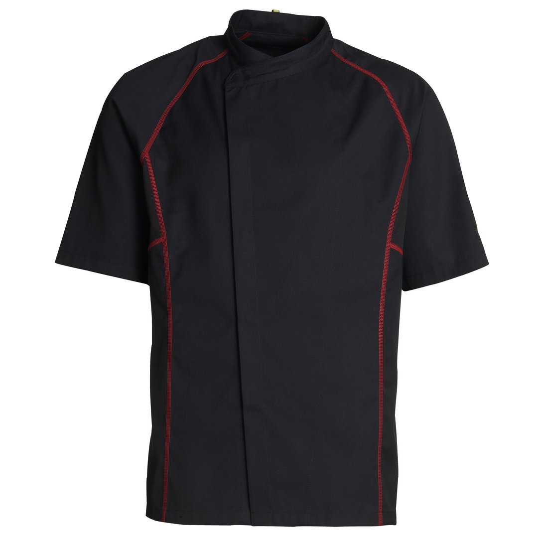 23400-Koch-Service-Jacke-Kurzarm-schwarz/rot