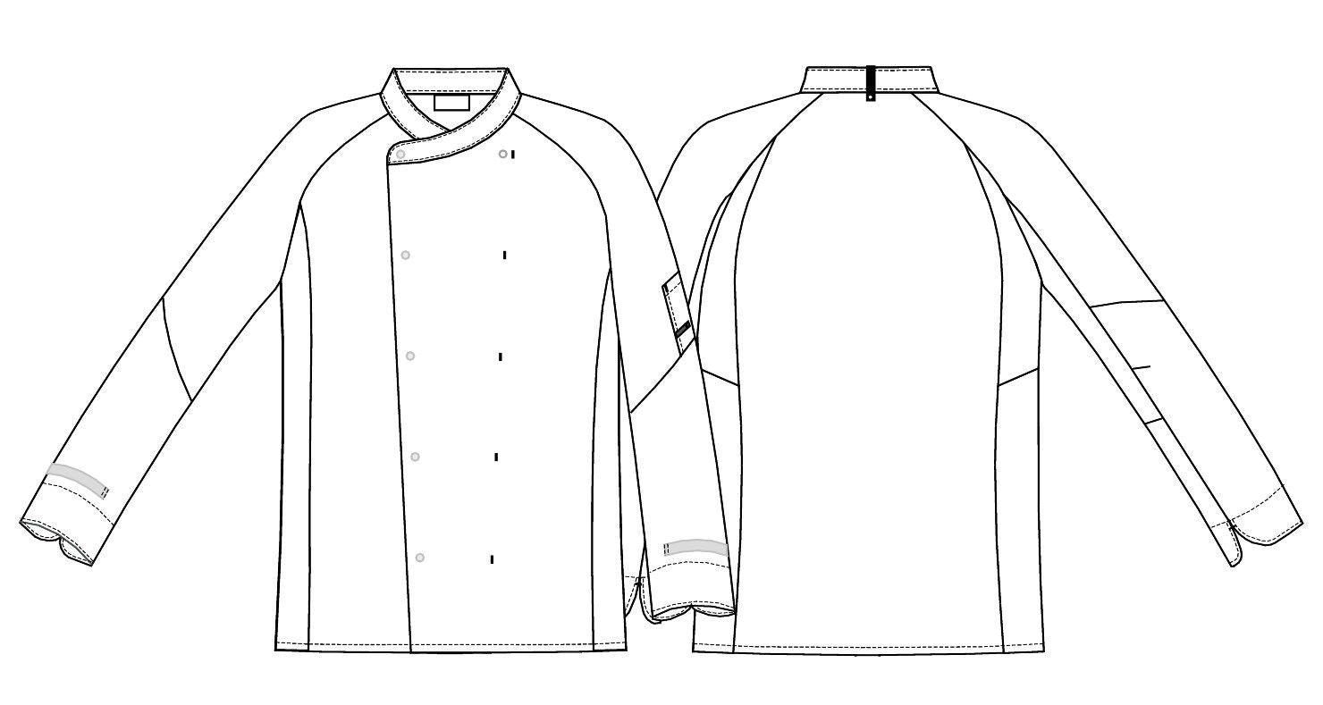 Kochjacke 23501 schwarz mit Druckknöpfen