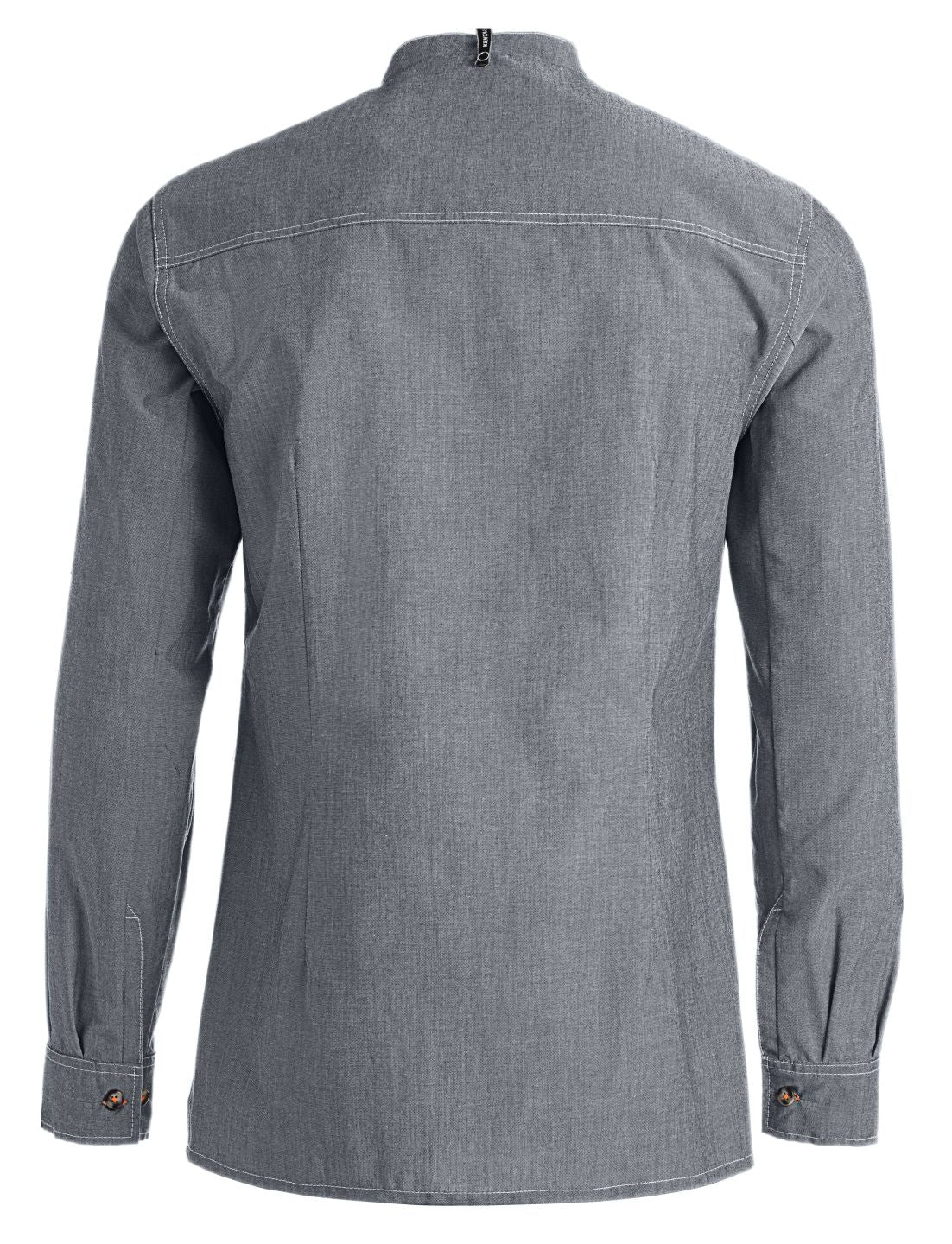 Kochhemd 25204 Stehkragen Langarm chambray grau von Kentaur Rücken
