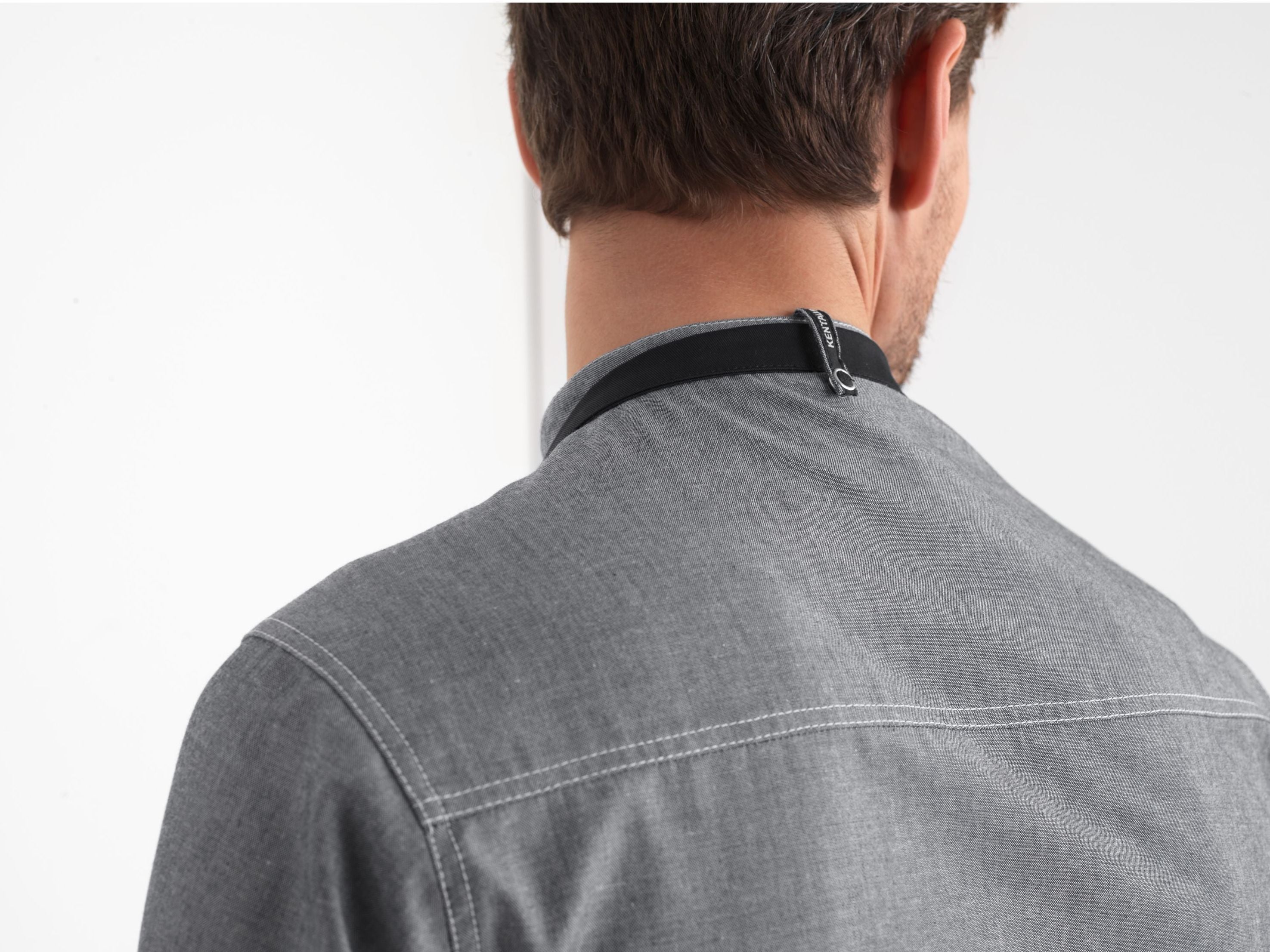 Kochhemd 25204 Stehkragen Langarm chambray grau von Kentaur Kragen