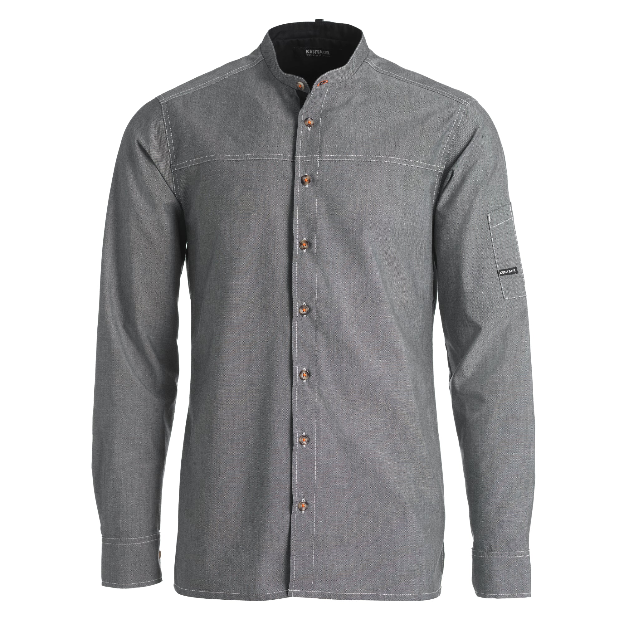 Kochhemd 25204 Stehkragen Langarm chambray grau von Kentaur 1
