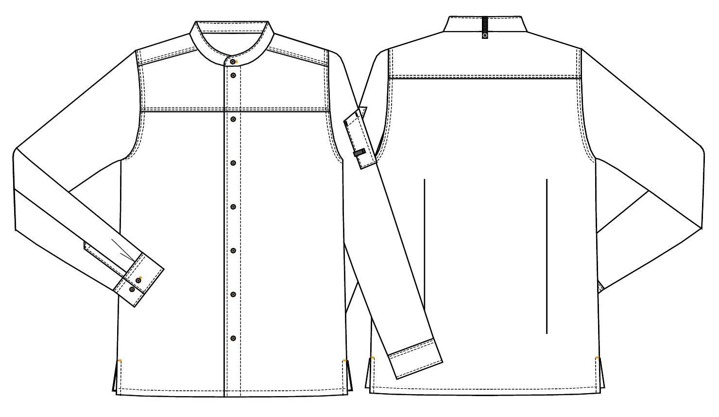 Kochhemd 25204 Stehkragen Langarm chambray grau von Kentaur Skizze