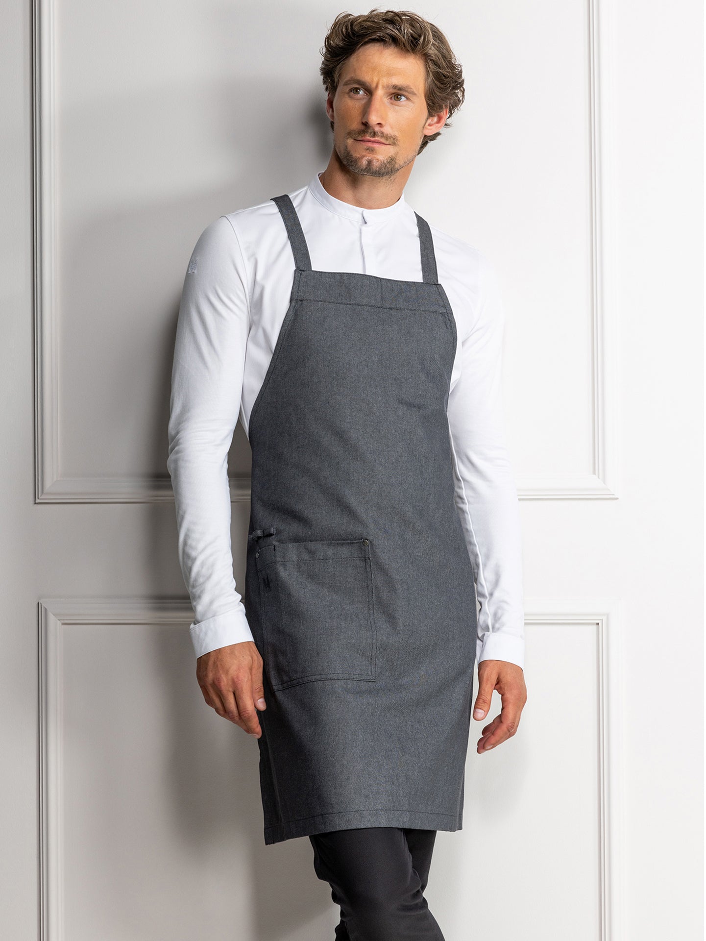 Latzschürze 1198 Eden denim grey von Le Nouveau Chef bei workers friend bestellen