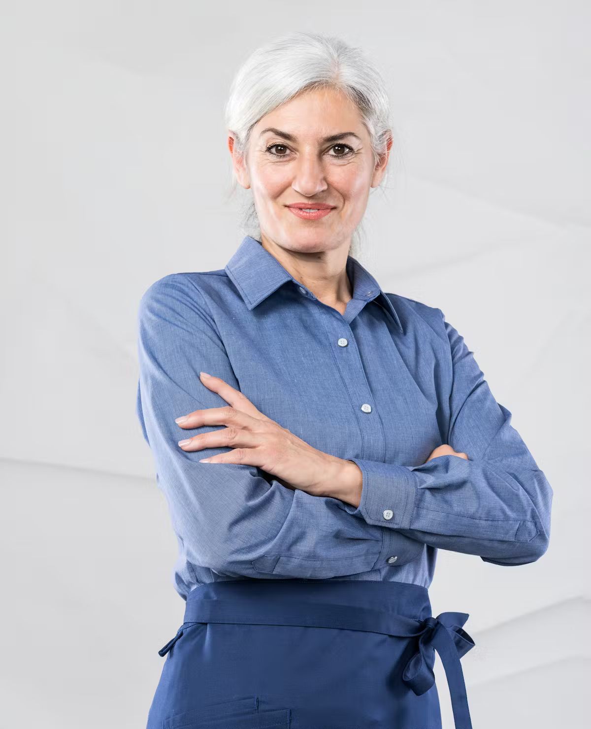 Damen-Bluse 48081 Melange mit edlen Druckknöpfen