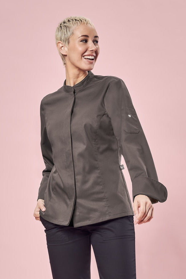 Einreihige Damen Kochjacke 54001 mit Druckknöpfen