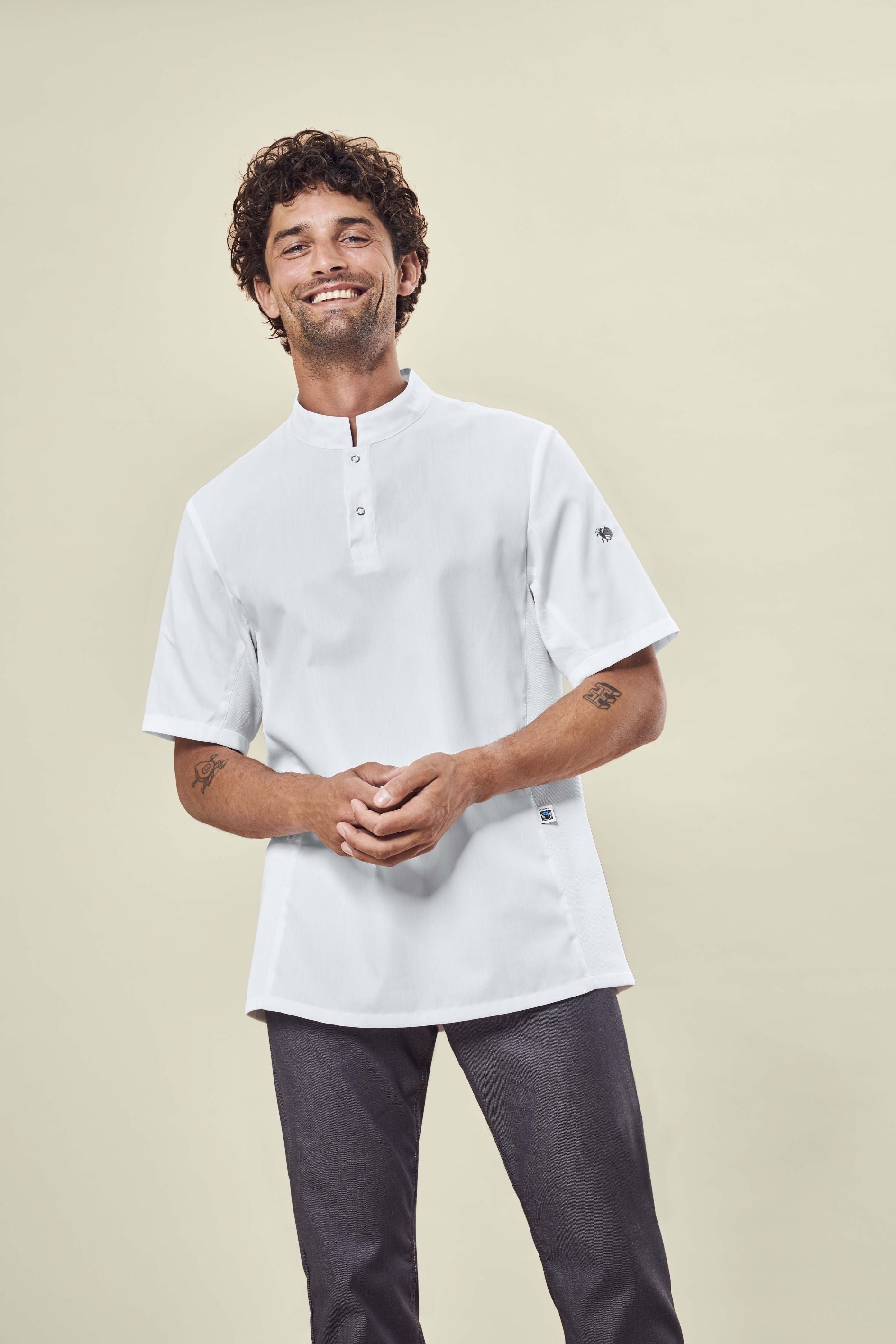 Herren Kochshirt 55074 mit Jersey-Einsätzen