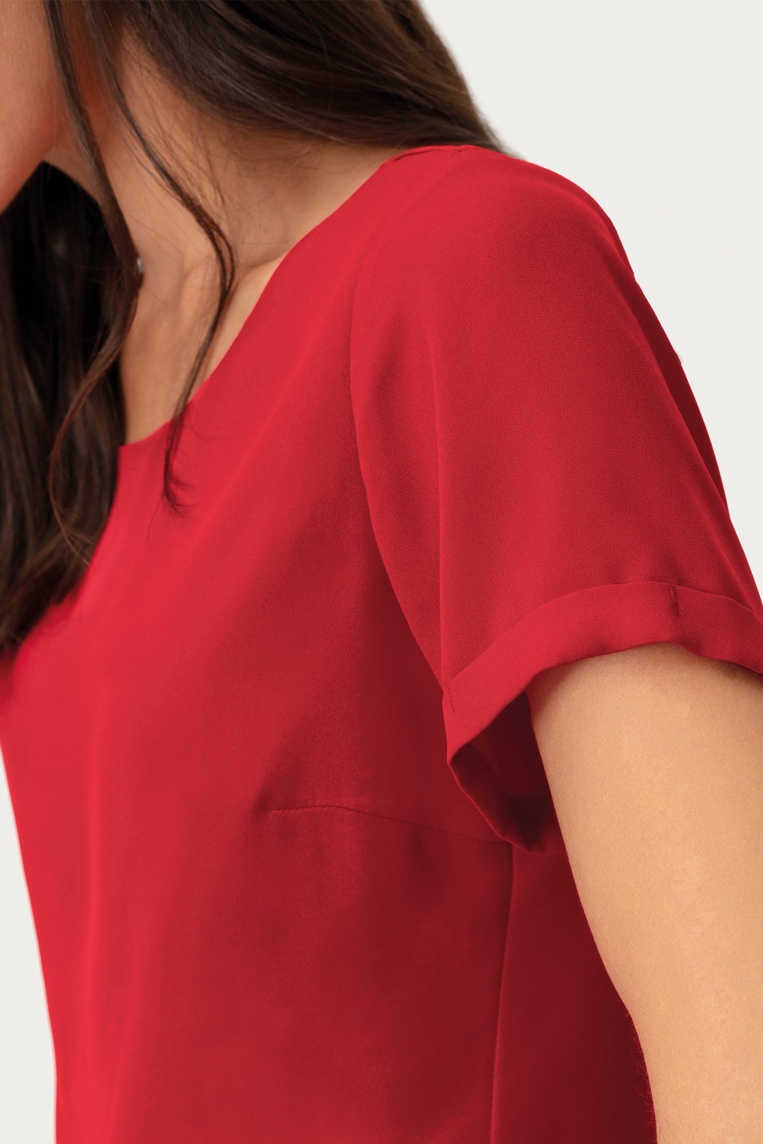 Damen Chiffon Shirt 6577 Kurzarm mit Rundhals