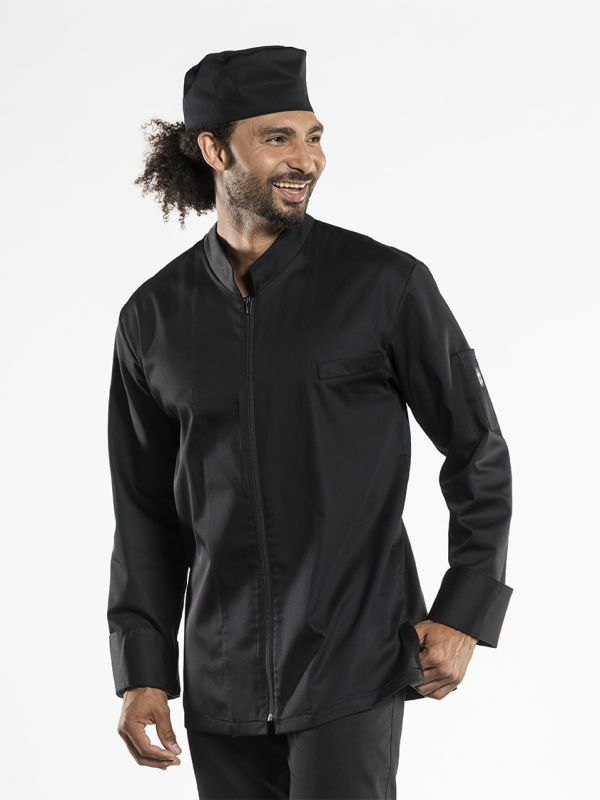 Chef Jacket Monza Black mit Reißverschluss