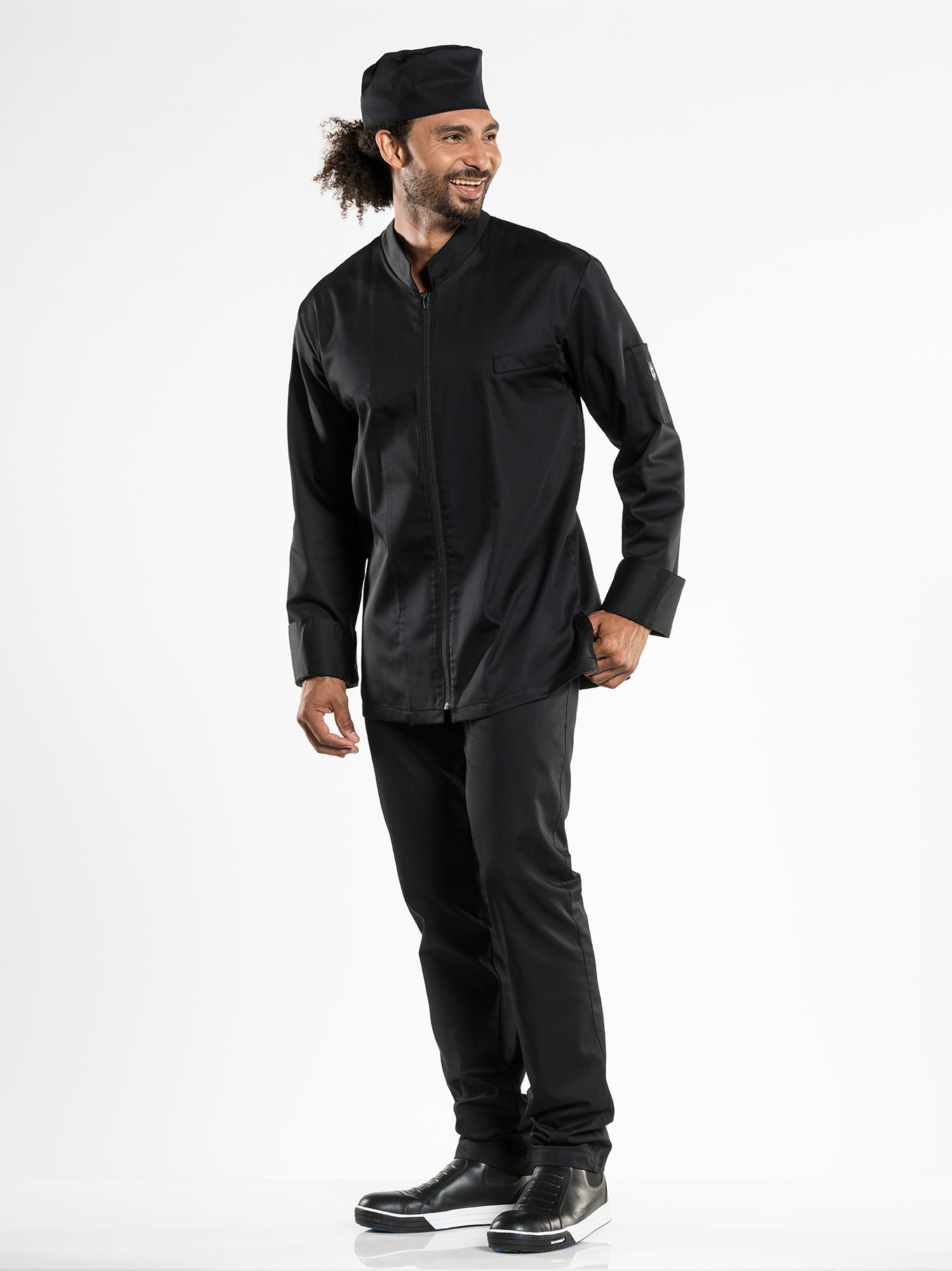 Chef Jacket Monza Black mit Reißverschluss