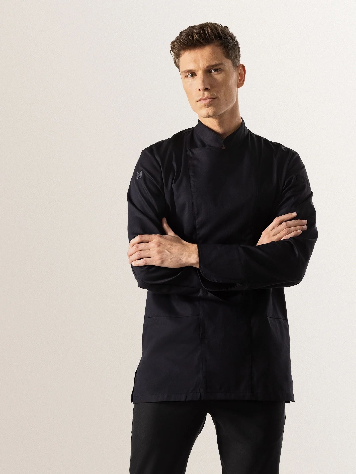 Klassische Druckknopfjacke Dave schwarz von Le Nouveau Chefbei workers friend bestellen