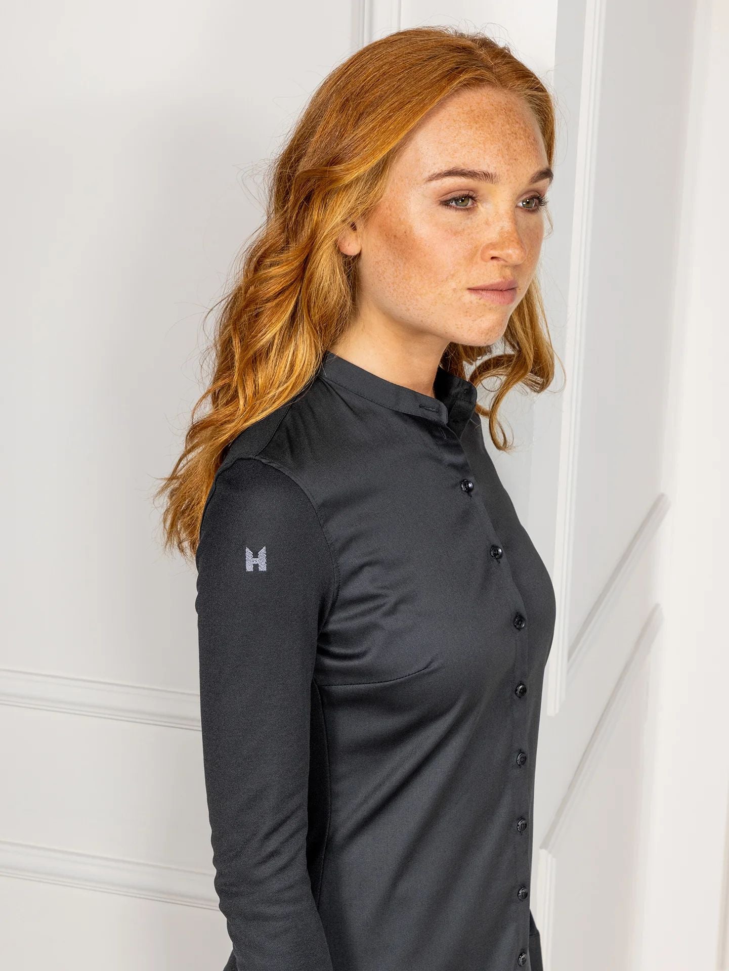 Damen Stretch-Bluse Lisa 1205 mit Stehkragen