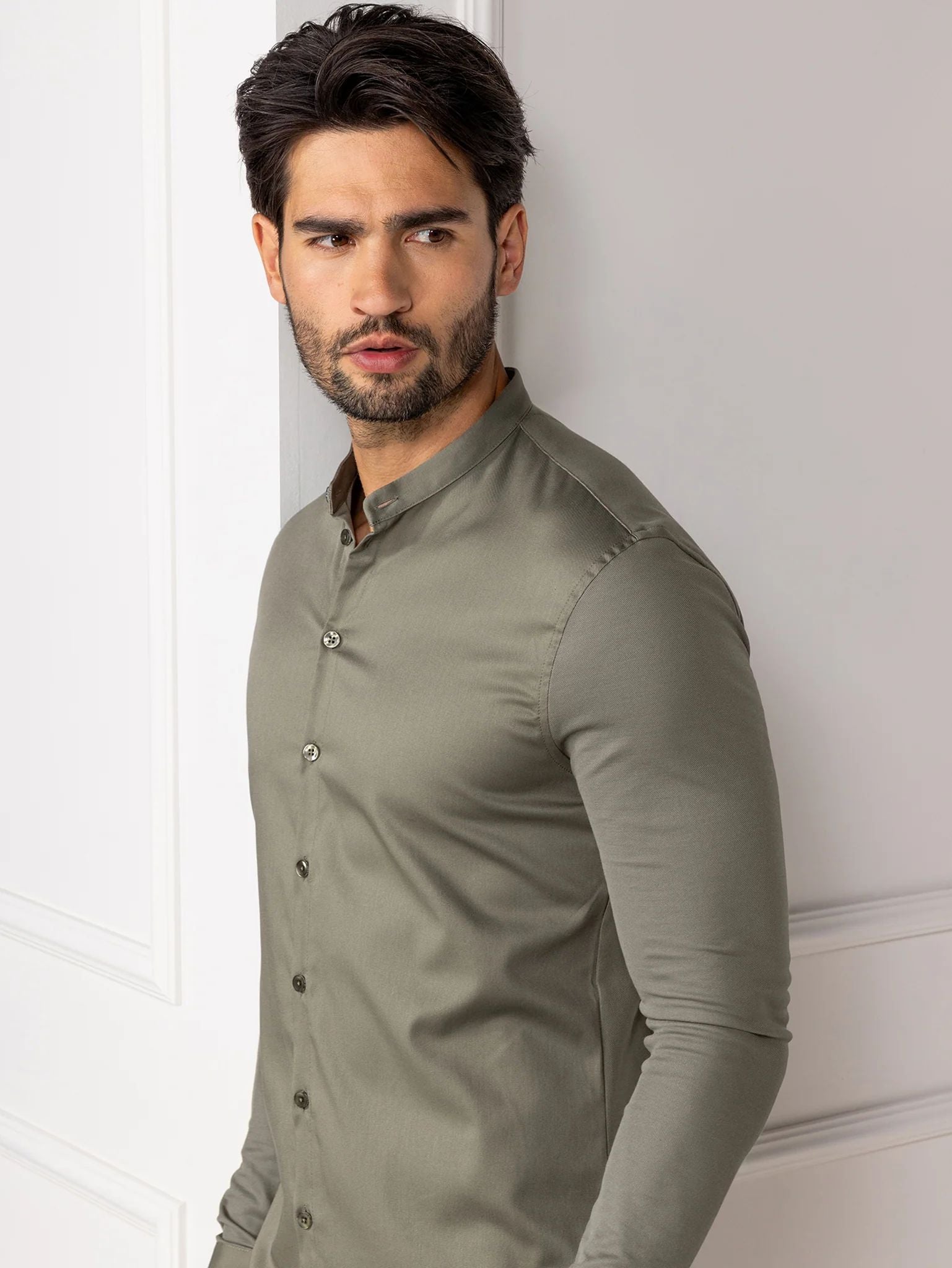Herren Stretch-Hemd Lucas mit Stehkragen
