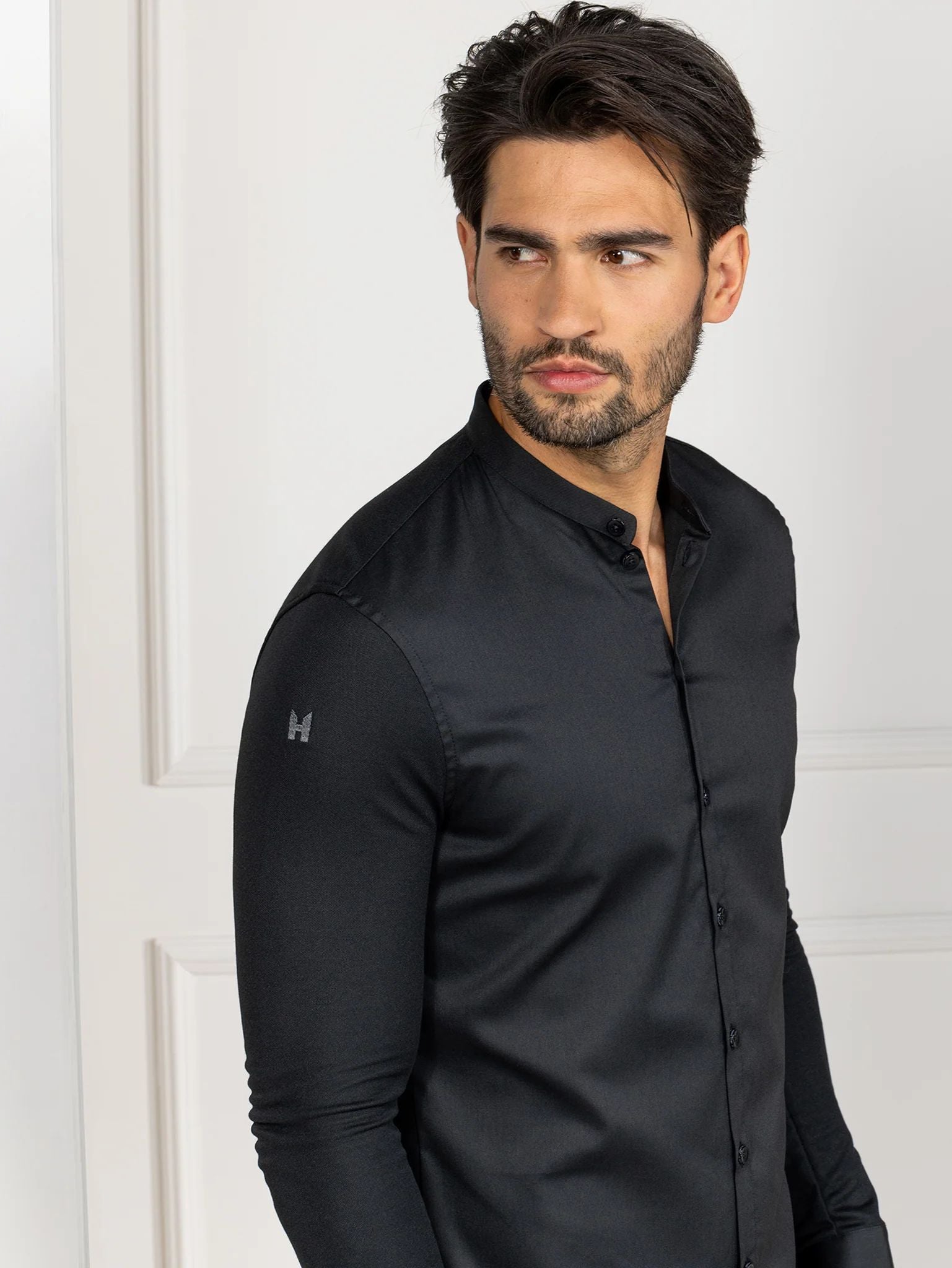 Herren Stretch-Hemd Lucas mit Stehkragen