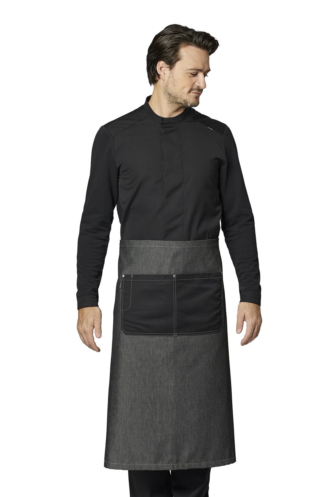 RAW Bistro-Schürze 30393 grau mit Canvas-Details