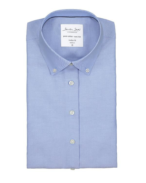 Seven Seas Bluse SS700 hellblau Button-Down bei workers friend 4