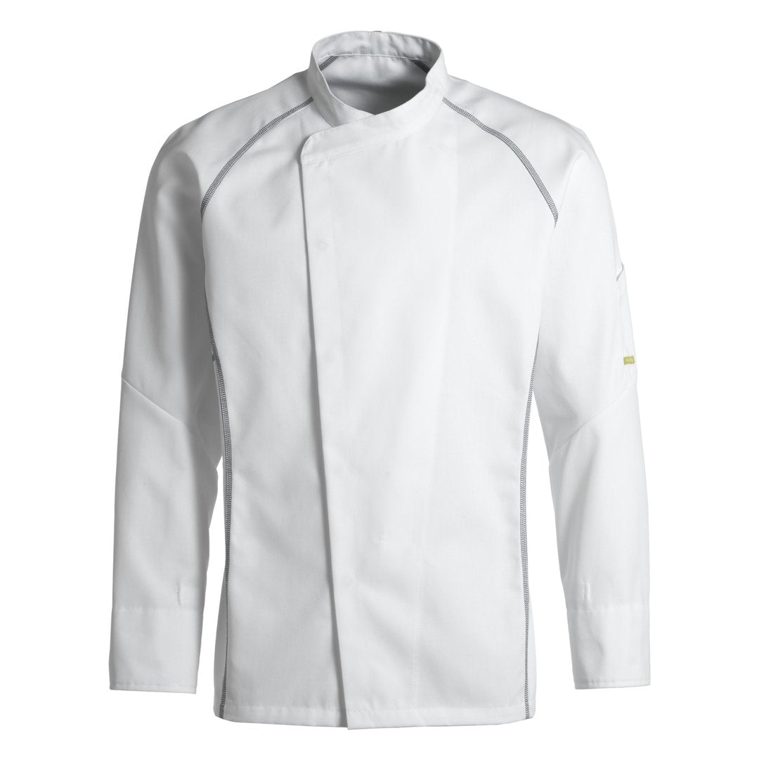 Weisse_Kochjacke_Flatlock_grau