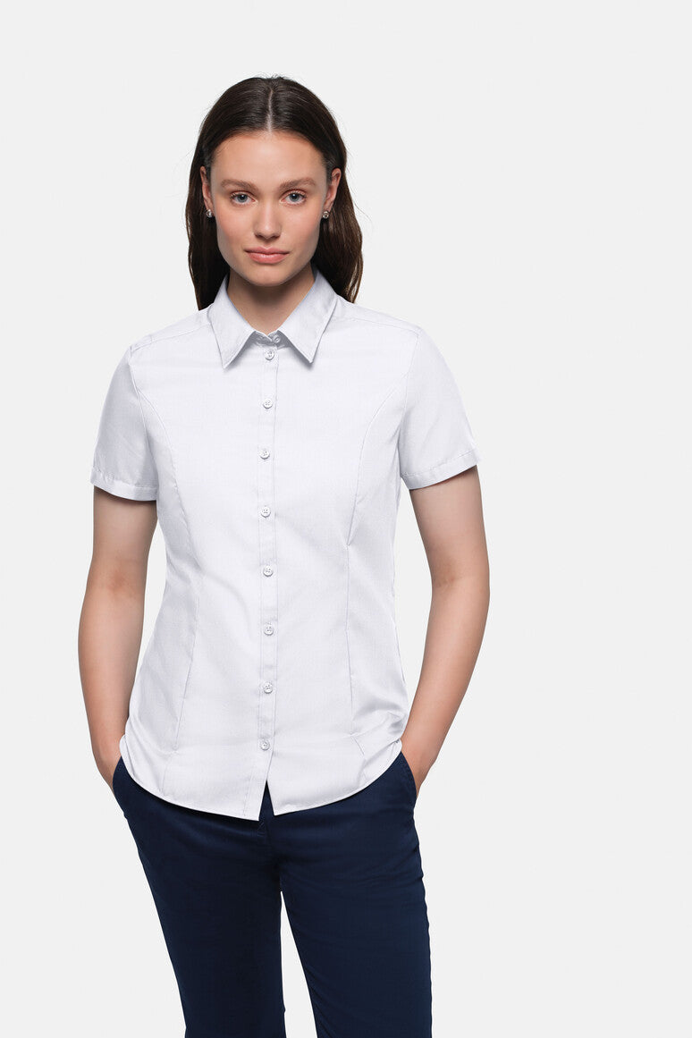 Damen Business Bluse 112 Kurzarm aus Baumwolle