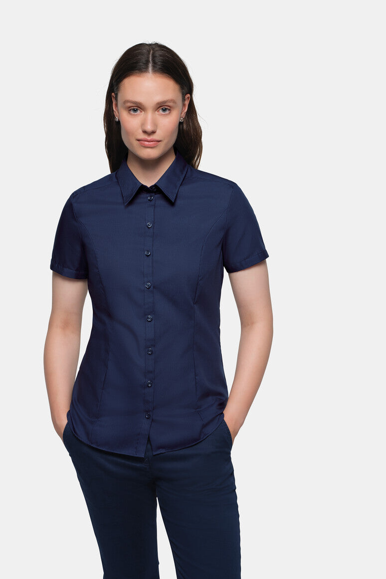Damen Business Bluse 112 Kurzarm aus Baumwolle