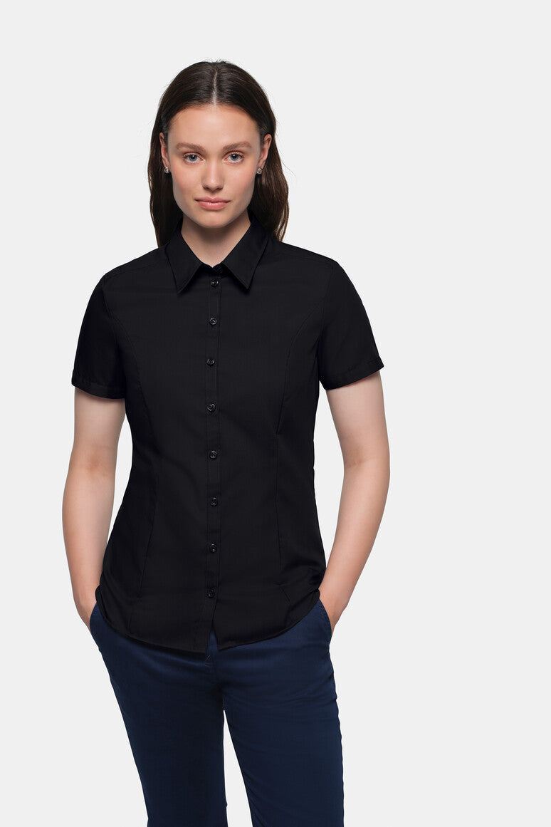 Damen Business Bluse 112 Kurzarm aus Baumwolle
