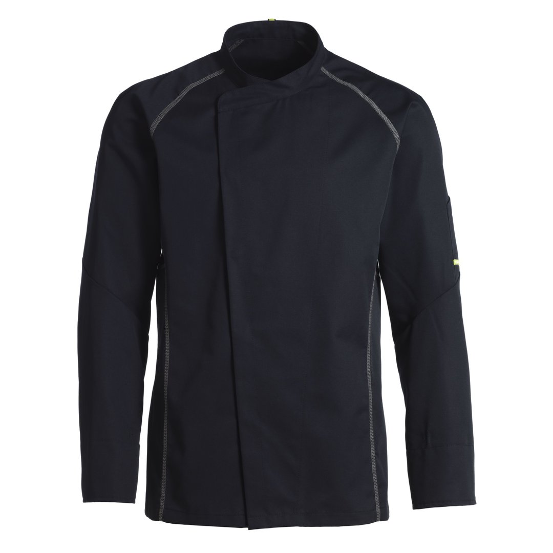 schwarze_Kochjacke_Flatlock_grau_1