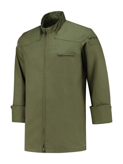 SALE Kochjacke 6001 Nero mit Reißverschluss olive Gr. L