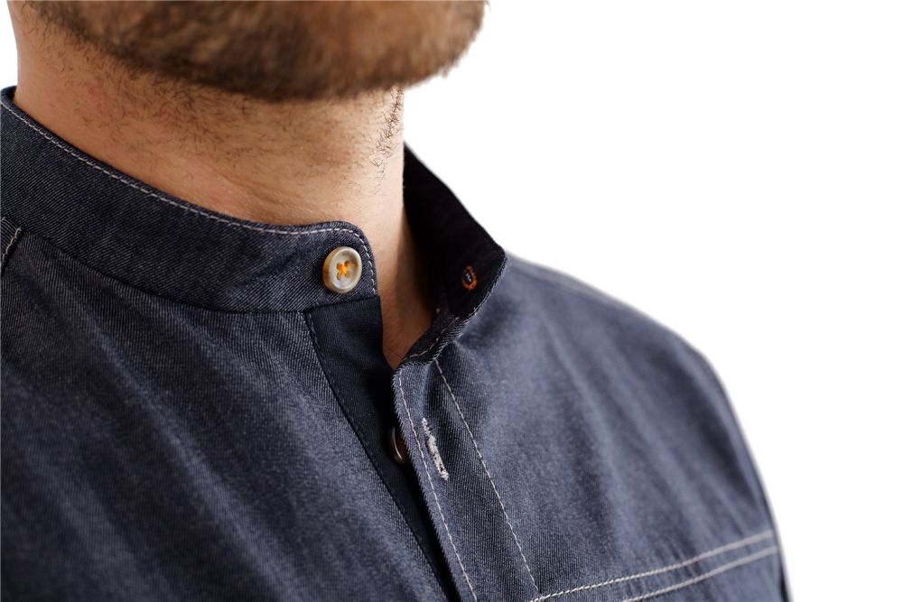 Kentaur Koch-/Servicehemd 25204 Denim Blue mit Stehkragen