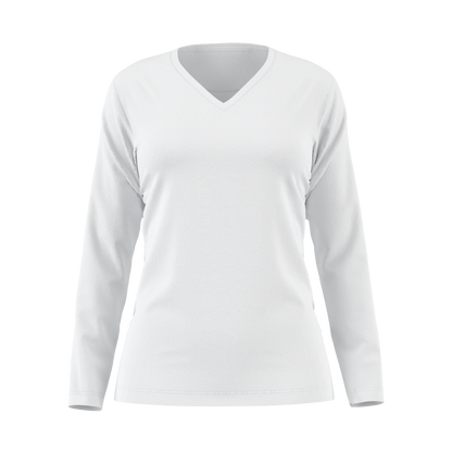 Damen Langarm T-Shirt 44152 mit V-Ausschnitt