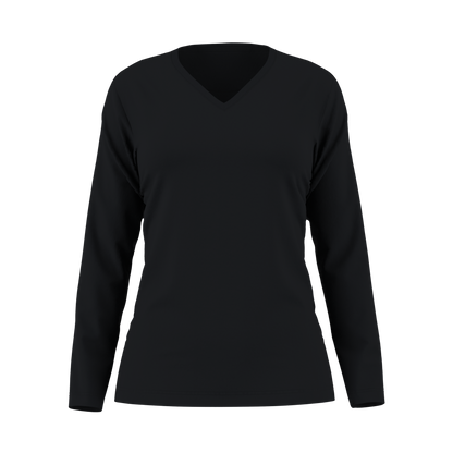 Damen Langarm T-Shirt 44152 mit V-Ausschnitt