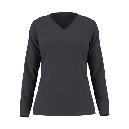 Damen Langarm T-Shirt 44152 mit V-Ausschnitt
