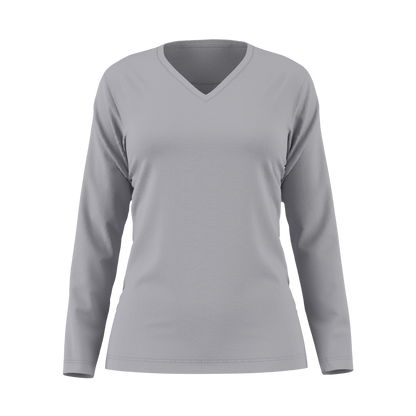 Damen Langarm T-Shirt 44152 mit V-Ausschnitt