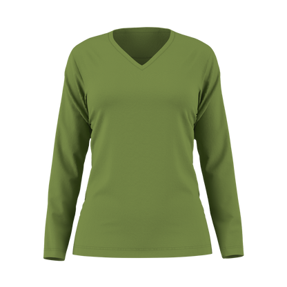 Damen Langarm T-Shirt 44152 mit V-Ausschnitt