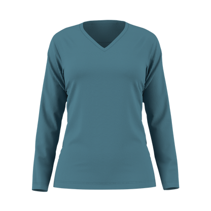 Damen Langarm T-Shirt 44152 mit V-Ausschnitt