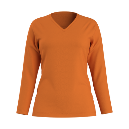 Damen Langarm T-Shirt 44152 mit V-Ausschnitt