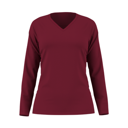 Damen Langarm T-Shirt 44152 mit V-Ausschnitt