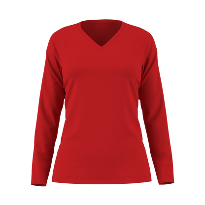 Damen Langarm T-Shirt 44152 mit V-Ausschnitt