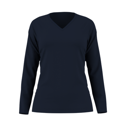 Damen Langarm T-Shirt 44152 mit V-Ausschnitt