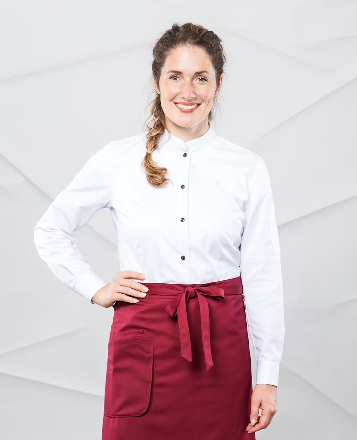 Geknöpftes Damen Kochhemd mit Stehkragen von Weitblick