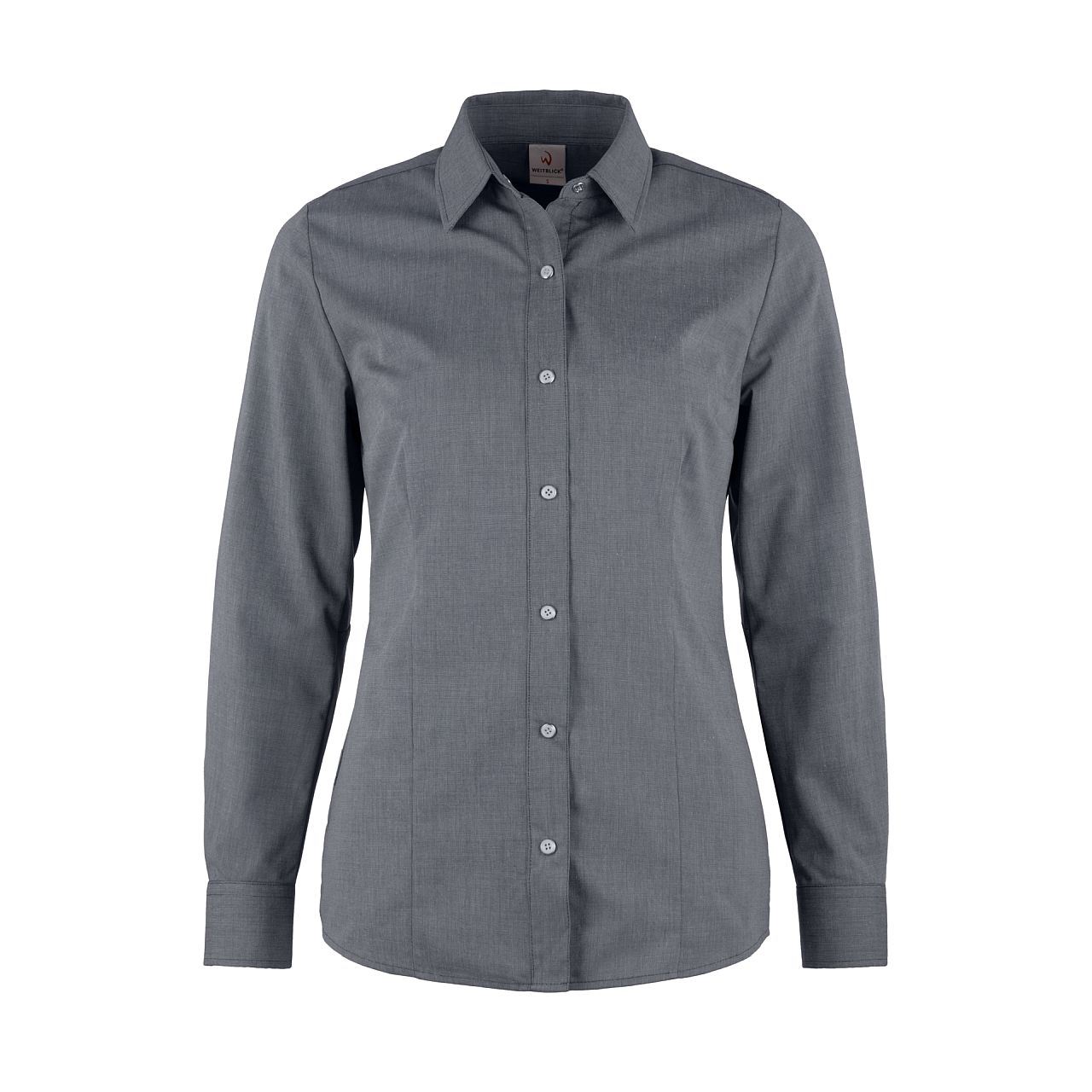 Damen-Bluse 48081 Melange mit edlen Druckknöpfen