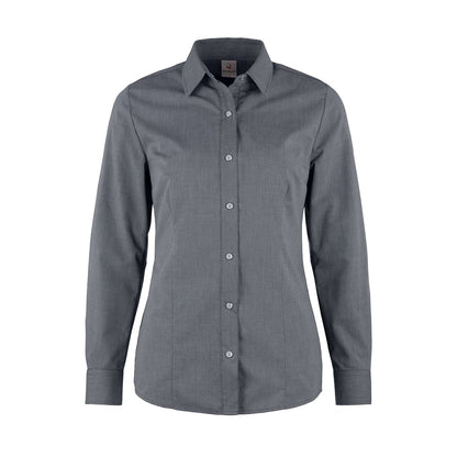 Damen-Bluse 48081 Melange mit edlen Druckknöpfen