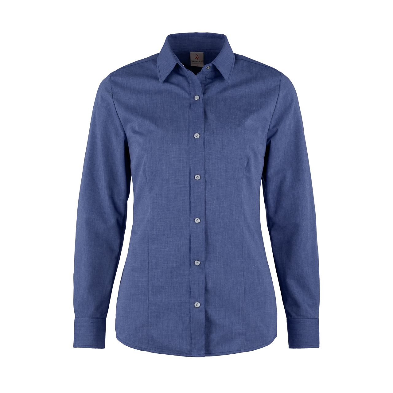 Damen-Bluse 48081 Melange mit edlen Druckknöpfen
