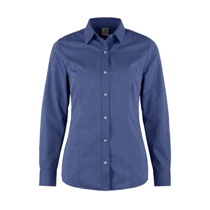 Damen-Bluse 48081 Melange mit edlen Druckknöpfen