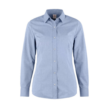 Damen-Bluse 48081 Melange mit edlen Druckknöpfen