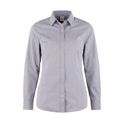 Damen-Bluse 48081 Melange mit edlen Druckknöpfen