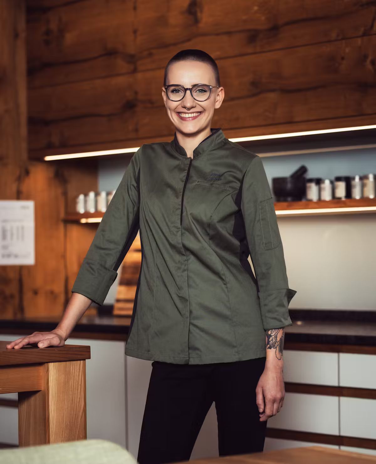Damen Koch-und Servicejacke 4914 mit Stretcheinsatz