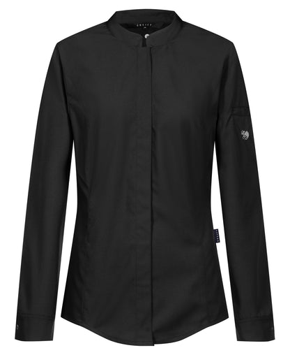 Damen Kochhemd 54022 Tencel mit Jersey-Einsätzen