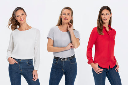 Damen Chiffon Shirt 6573 Langarm